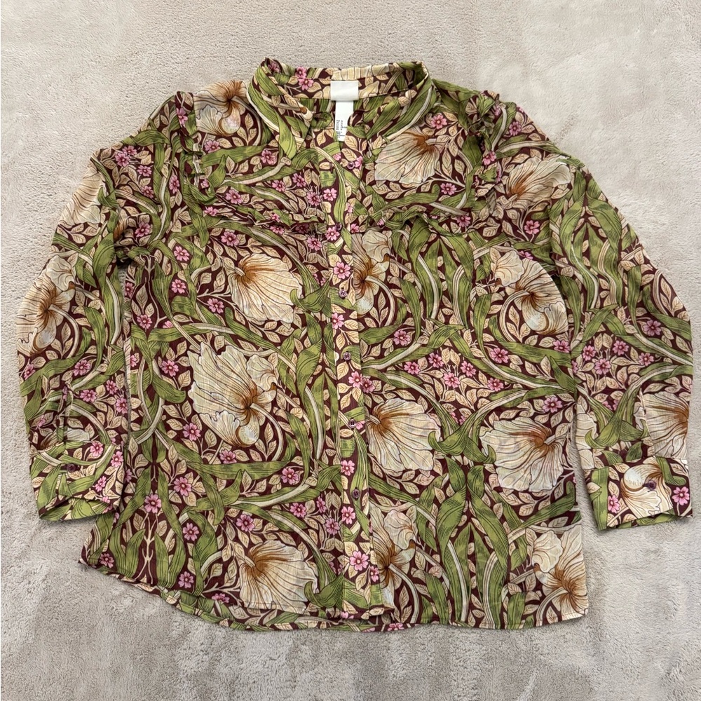 Morris & Co Floral Button-Up Blouse
